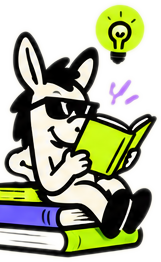 Donkey de óculos lendo um livro